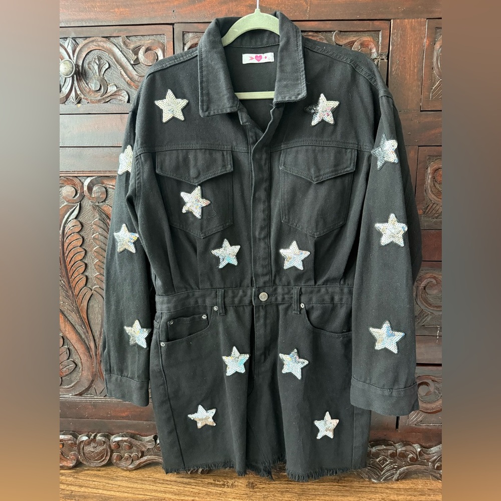 Buddy Love Black Star-Studded Jean Dress - Picture 5 of 9